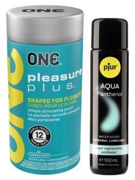 Набір ONE Pleasure Plus 12 шт + Лубрикант Pjur Pjur Aqua Panthenol 100 мл SOS13054 фото