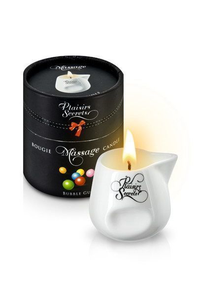 Массажная свеча Plaisirs Secrets Bubble Gum (80 мл), керамический сосуд SO1847 фото
