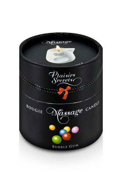Массажная свеча Plaisirs Secrets Bubble Gum (80 мл), керамический сосуд SO1847 фото