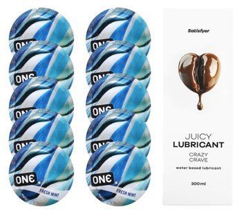 Набір: ONE Fresh Mint 10 шт. + Лубрикант Satisfyer Crazy Crave 300 мл SOS12433 фото