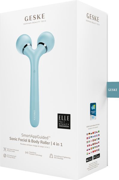 Электронный ультразвуковой ролик для лица и тела GESKE Sonic Facial&Body Roller 4в1 turquoise HB0036 фото