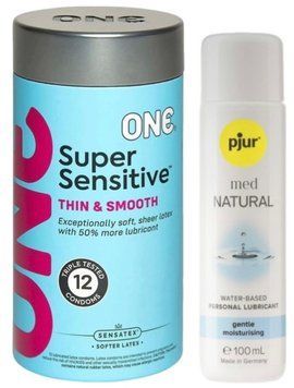 Набір ONE Super Sensitive Pack 12 шт + Лубрикант Pjur MED Natural Glide 100 мл SOS13017 фото