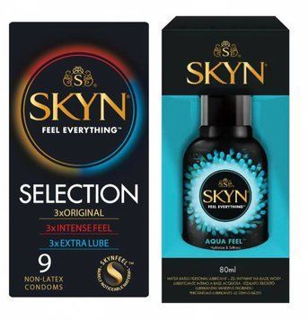 Набор : Skyn Selection 9 шт и Лубрикант SKYN AQUA FEEL 80 мл SK97 фото