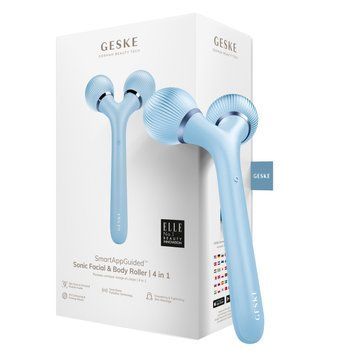 Электронный ультразвуковой ролик для лица и тела GESKE Sonic Facial&Body Roller 4в1 aquamarine HB0038 фото