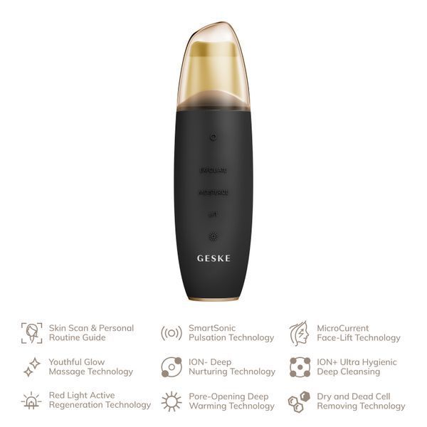 Мікрострумовий скрабер для шкіри та усунення чорних точок GESKE MicroCurrent Skin Scrubber&Blackhead Remover 9в1 gray HB0141 фото