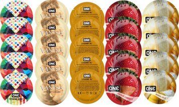 Набір з 25 шт One Extreme ribs + ONE 𝐕𝐀𝐍𝐈𝐒𝐇 + ONE Legend XL + ONE Chocolate Strawberry + ONE Banana Split SOS8254 фото