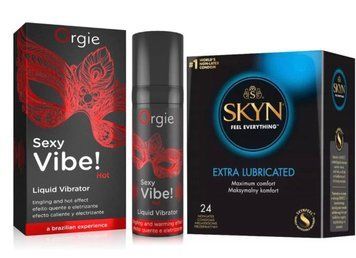 SKYN Extra Lube &ndash; 24 шт та Рідкий ORGIE SEXY VIBE HOT, 15 мл + зігріваючий ефект SOS814 фото