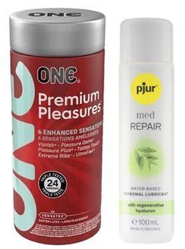 Набір ONE Premium Pleasures 24 шт + Лубрикант pjur MED Repair glide 100 мл SOS13012 фото