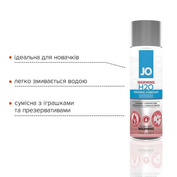 Зігрівальна змазка на водній основі System JO H2O WARMING (60 мл) з екстрактом перцевої м&rsquo;яти SO1664 фото