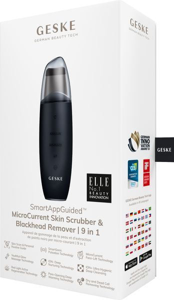 Мікрострумовий скрабер для шкіри та усунення чорних точок GESKE MicroCurrent Skin Scrubber&Blackhead Remover 9в1 black HB0146 фото
