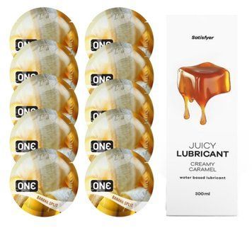 ONE Banana Split 10 шт. + Лубрикант Satisfyer Creamy Caramel 300 мл SOS12477 фото