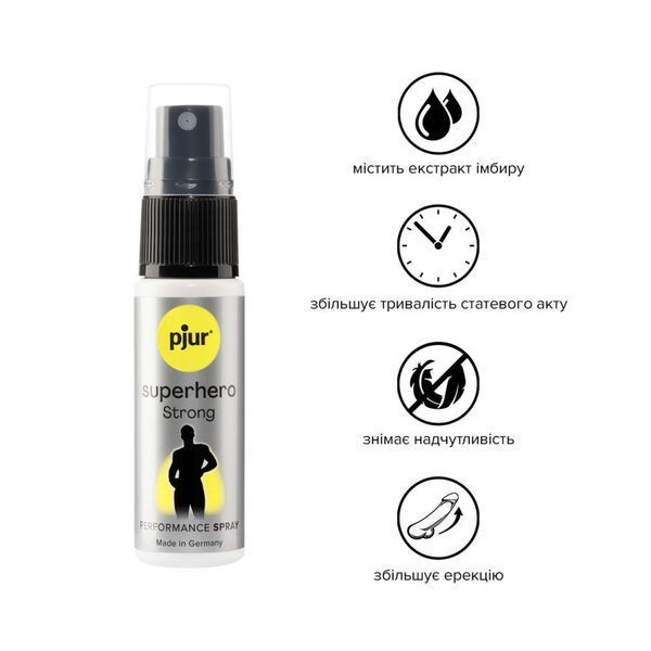 Пролонгувальний спрей pjur Superhero Strong Spray 20 ml, з екстрактом імбиру, всотується в шкіру PJ12920 фото