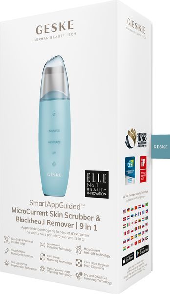 Мікрострумовий скрабер для шкіри та усунення чорних точок GESKE MicroCurrent Skin Scrubber&Blackhead Remover 9в1 turquoise HB0147 фото