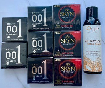 Набір 24 шт OLO Feeling Ultrathin 001 + Skyn Intense Feel + Лубрикант ALL-NATURAL Ultra Slide 150 мл Orgie SOS3793 фото