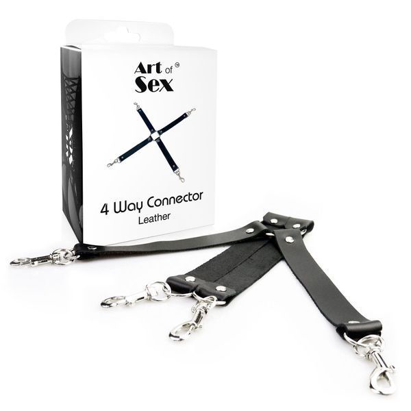 Хрестовина з натуральної шкіри Art of Sex &ndash; 4 Way Connector, чорний SO7480 фото