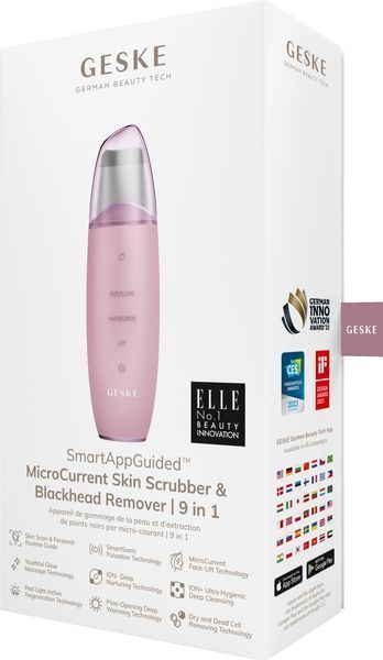 Мікрострумовий скрабер для шкіри та усунення чорних точок GESKE MicroCurrent Skin Scrubber&Blackhead Remover 9в1 pink HB0148 фото