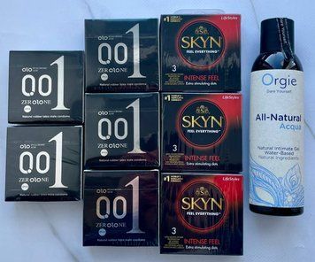 Набір 24 шт OLO Feeling Ultrathin 001 + Skyn Intense Feel + Лубрикант ALL-NATURAL Acqua 150 мл Orgie SOS3794 фото
