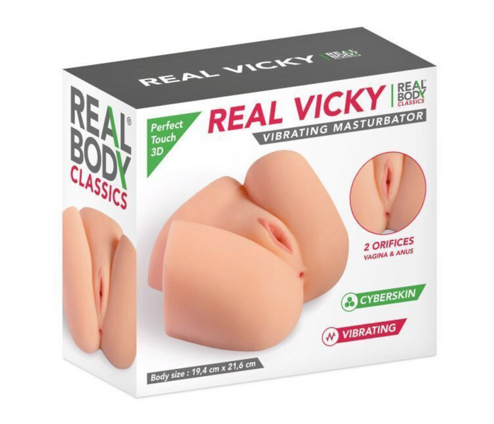 Мастурбатор-півторс з вібрацією Real Body Real Vicky вагіна та анус, 22х19 см SO9952 фото