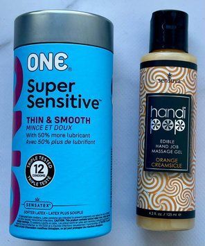 Комплект ONE Super Sensitive 12 шт - Лубрикант смаковий Sensuva Handipop Orange Creamsicle (125 мл) SOS3358 фото