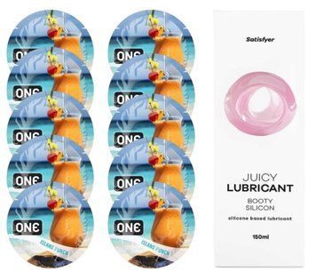 Набір ONE Island Punch 10 шт. + Лубрикант Satisfyer Booty Silicon 150 мл SOS12418 фото