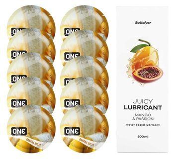 ONE Banana Split 10 шт. + Лубрикант Satisfyer Mango & Passion 300 мл SOS12469 фото