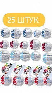 Набор One &ndash; 25 шт : Classic , Ribs , Sensitive , UltraFeel , Tattoo SOS1296 фото
