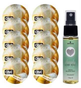 Комплект ONE Banana Split 10 шт + Sensuva Deeply Love You &ndash; Spearmint, 29 мл SOS13749 фото