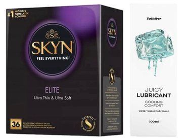 Набір Лубрикант Satisfyer Cooling Comfort 300 мл + Skyn Elite 36 шт. SOS12773 фото