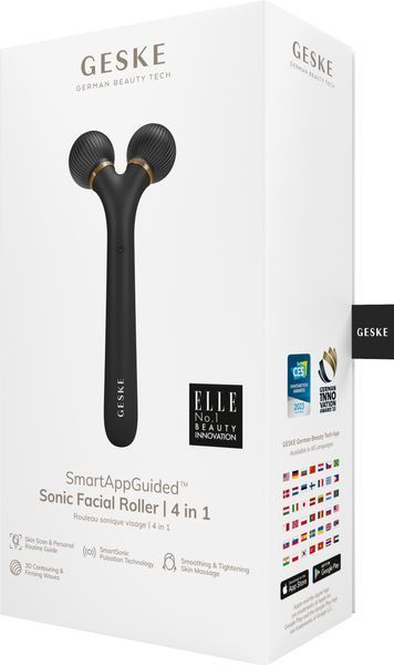 Електронний ультразвуковий ролик для обличчя GESKE Sonic Facial Roller 4в1 gray HB0174 фото
