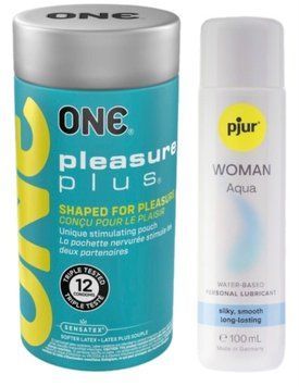 Набір ONE Pleasure Plus 12 шт + Лубрикант Pjur Pjur Woman Aqua 100 мл SOS13052 фото