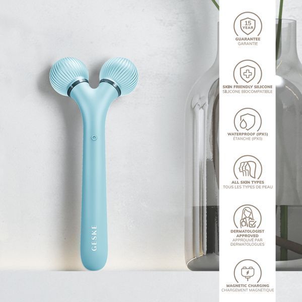 Електронний ультразвуковий ролик для обличчя GESKE Sonic Facial Roller 4в1 turquoise HB0180 фото