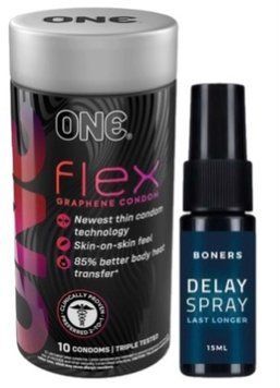 Набір з 10 шт ONE Flex графен + Пролонгатор Boners Delay Spray 15 мл SOS9296 фото