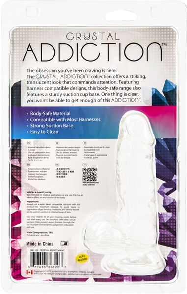 Прозорий фалоімітатор на присосці ADDICTION &mdash; Clear Dildo with Balls 6&Prime;, віброкуля в подарунок Реалістики SO5580 фото