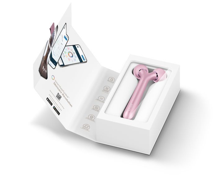 Електронний ультразвуковий ролик для обличчя GESKE Sonic Facial Roller 4в1 pink HB0181 фото