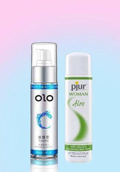 Набір - Лубрикант OLO Cooling 60 мл (охолоджуючий) та Лубрикант Pjur Woman Aloe &mdash; 100 мл LB8 фото