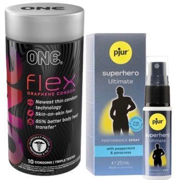 Набір з 10 шт ONE Flex графен + Пролонгатор pjur Superhero Ultimate Spray 20 мл SOS9295 фото