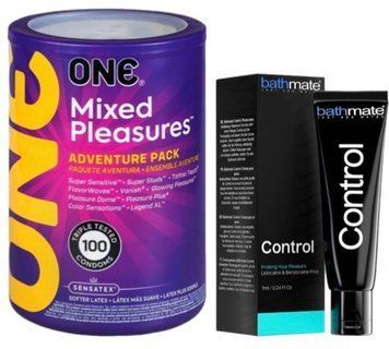 Набір з ONE Mixed Pleasures 100 шт + Пролонгатор Bathmate Control (7 мл) SOS9472 фото