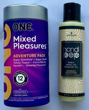 Набір ONE Mixed Pleasures 12 шт - Лубрикант смаковий Sensuva Handipop Mango Smoothie (125 мл) SOS3362 фото