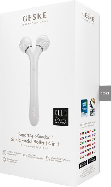 Електронний ультразвуковий ролик для обличчя GESKE Sonic Facial Roller 4в1 white HB0183 фото